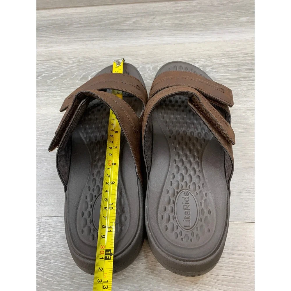 Crocs Men's LiteRide Slide Sandals Brown Double Strap Size 13 Espresso Shoes